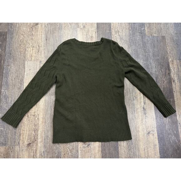 DKNYC Olive Green Chevron Knit Sweater - Picture 7 of 7